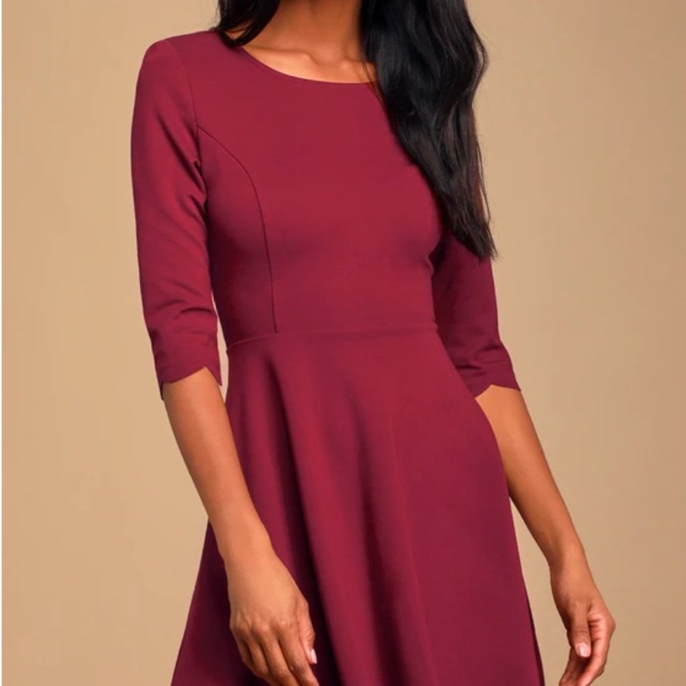 Cumulonimbus Clouds Burgundy Skater Dress